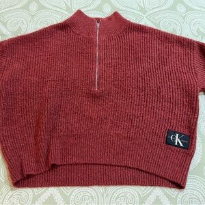 Calvin Klein Maroon Textured Knit Sweater